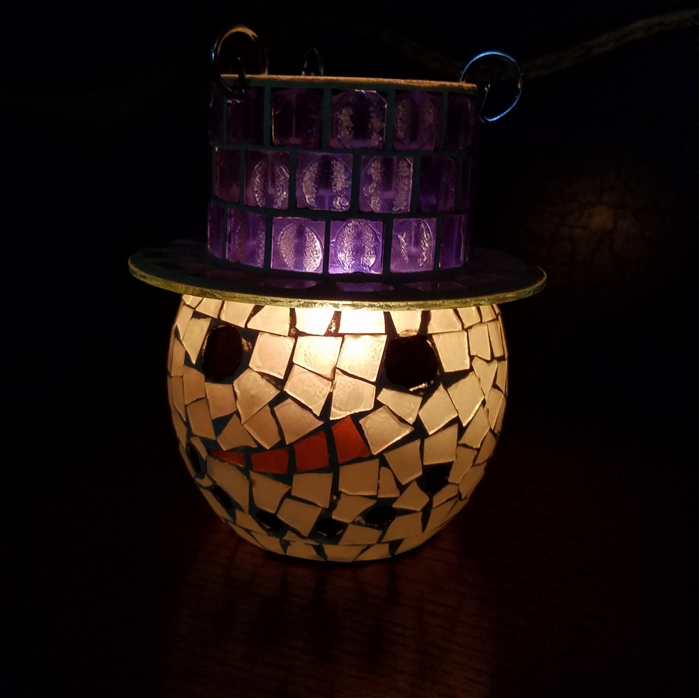 Snowman candle holder